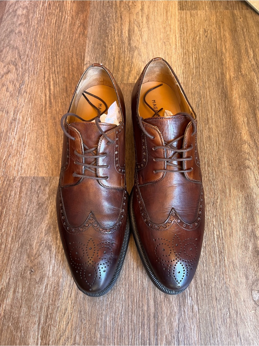 Magnanni Brown Leather Brogue Derby Shoes